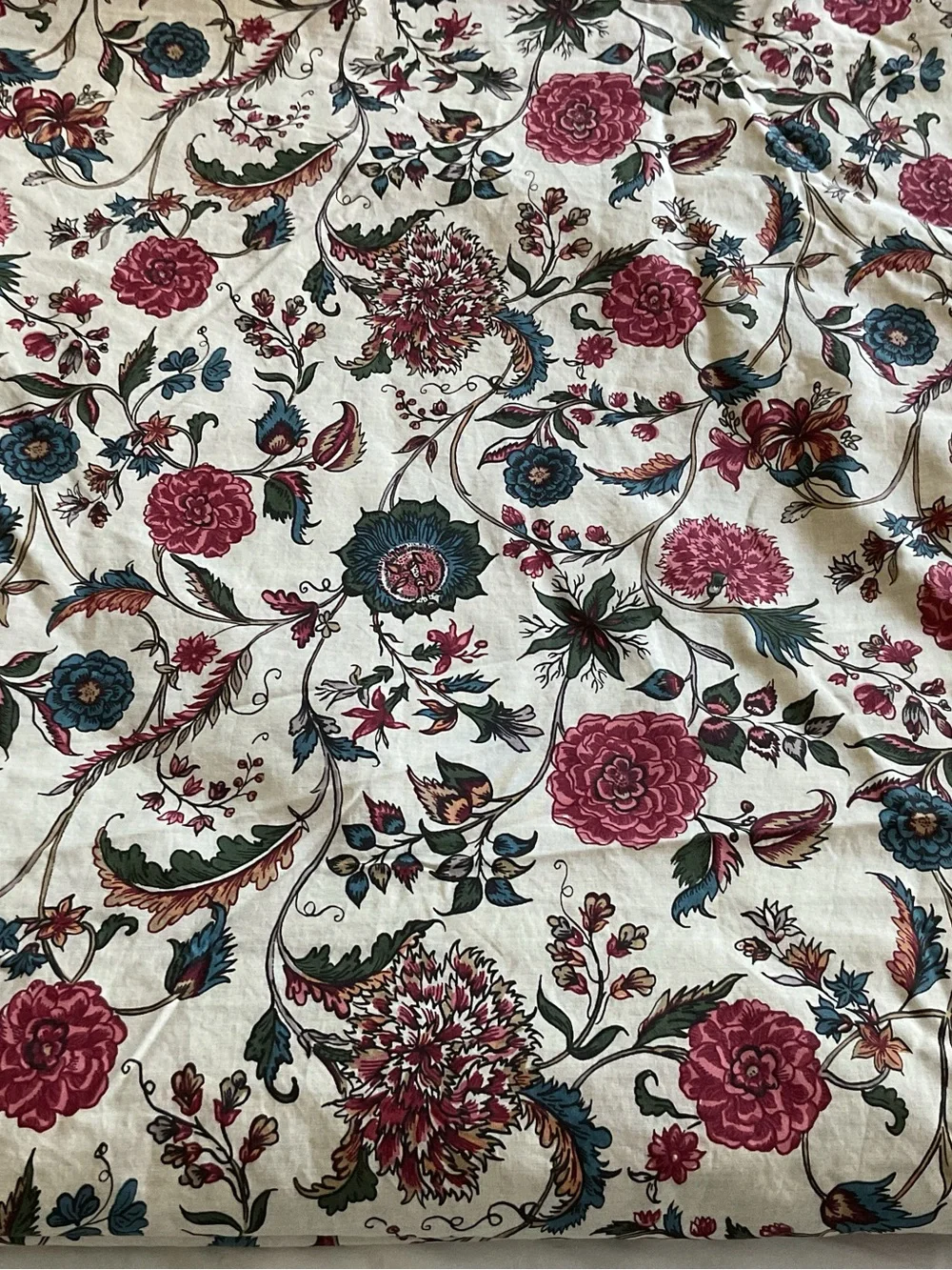POTTERY BARN Amelie Floral with Gingham Borders Duvet Cover QUEEN 92x88”